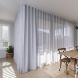 Curtains meet around corner